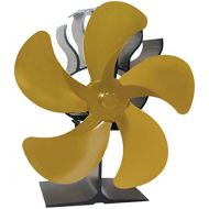 Gazechimp 5 Blades Heat Powered Stove Fan for Wood/Log Burner/Fireplace, Compact Size 7.1 x 3.94 x 7.5 inches Golden