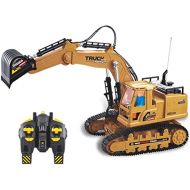 SXDYJ Full Functional Excavator, Electric Rc Remote Control Construction Tractor Toy (with Lights and Sounds) 360°Rotating Indoor & Outdoor Play