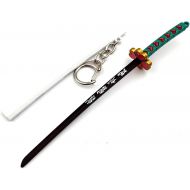 QHWJ Gift Props Sword Prop Keychain Toy Anime Ninja Knife Weapon Prop Katana Toys Model Keyring, for Demon Slayer Kanroji Mitsuri, Katana Samurai Sword Prop Key Chain, 15 cm