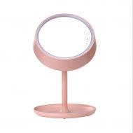 WMM-makeup mirror Tabletop Makeup Mirror, Free Standing Table Vanity Mirror on Stand with 180° fold, Portable Charging Smart LED Makeup Mirror Colorful night light (color : Pink)