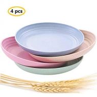 Choary Lightweight &Unbreakable Wheat Straw Plates 7.87”4 Pack, Non-Toxin Healthy Eco-Friendly Degradable Dishes, BPA free plates,Dishwasher Microwave Safe Plates,Reusable Plate for Fruit