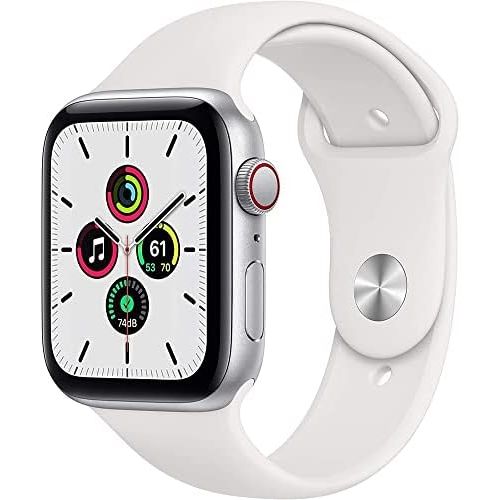 애플 Apple Watch SE (GPS + Cellular, 40mm) - Silver Aluminum Case with White Sport Band (Renewed)