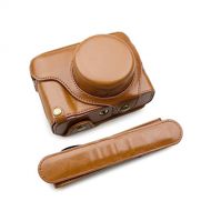 Fuji X100V Case Bag, MUZIRI KINOKOO PU Leather Case for Fujifilm X100V with Shoulder Strap Fuji X100V Protective Case Add Grip to Camera-Brown