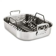 All-Clad E752C264 Stainless Steel Dishwasher Safe Large 13-Inch x 16-Inch Roaster with Nonstick Rack Cookware, 16-Inch, Silver
