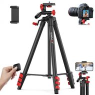 KINGJOY 53 Camera Phone Tripod Stand for Canon Nikon DSLR with Universal Phone Adapter Remote Shutter and Carry Bag Max Load 6.6 lb