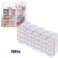 Orasanta shop orasanta Double Plastic Clear Shoe Box Foldable Storage Case Purple Drawer Organizer Stackable Set of 20