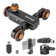 Neewer 3-Wheels Motorized Camera Video Auto Dolly Car with Wireless Remote 3 Speed Adjustable+Low-Profile Ball Head+Rotatable Phone Clip Compatible with DSLR Camera Gopro 13 Pro Ma