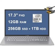 Asus Flagship VivoBook Business Laptop 17.3” FHD Display 10th Gen Intel Quad Core i5 1035G1 (Beat i7 7500U) 12GB RAM 256GB SSD + 1TB HDD Fingerprint Backlit USB C Win10 + HDMI Cabl