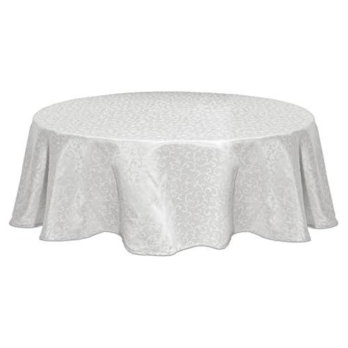 레녹스 Lenox Opal Innocence 90 Round Tablecloth, White
