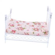 menolana 1:12 Dollhouse Miniature Metal European Retro Double Bed Bedroom Furnitures