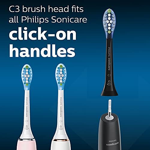 필립스 Philips Sonicare Premium Plaque Control replacement toothbrush heads, HX9044/95, BrushSync technology, Black 4-pk