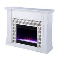 Furniture HotSpot Darvingmore Color Changing Fireplace with Marble Surround, White and Brown