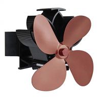 DXDUI Fireplace Fan Wall Mounted Type 4 Blade Log Quiet Stove Fan Fuel Heat Saving Distribution, for Small Space on Log Wood Burner/Stove,Brown