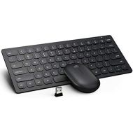 [아마존베스트]Wireless Keyboard and Mouse, WisFox 2.4GHz Compact Keyboard Mouse Combo, Small Quiet USB Laptop Keyboard Portable Mini Wireless Keyboard for Computer Window PC Notebook (Black)