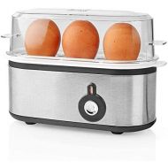 [아마존베스트]TronicXL Small Design Egg Cooker Stainless Steel for 3 Eggs Slim Flat Small Compact Metal Silver