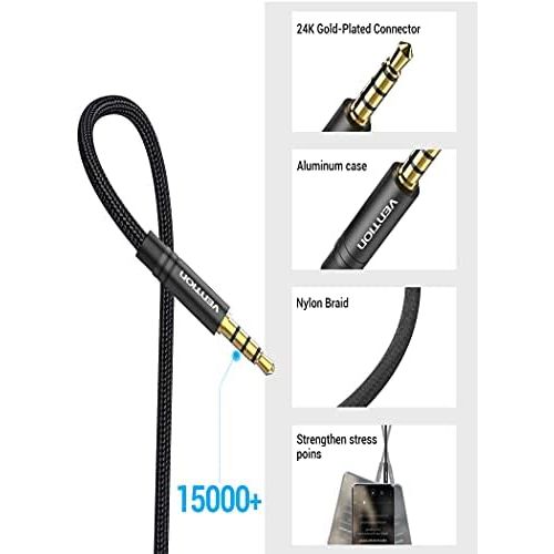 [아마존베스트]VENTION - Headphone Extension Cable, Extra Stereo Jack Cable, 3.5mm Audio Extension Cable, Stereo Audio Cable, Gold Plated Nylon Braided Cable for Headset/TV/Laptop/Phone