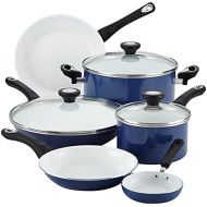 Farberware Ceramic Dishwasher Safe Nonstick Cookware Pots and Pans Set, 12 Piece, Blue: Kitchen & Dining