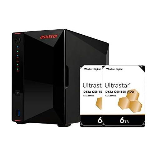  Asustor NAS AS5202T + 12TB WD Ultrastar HDD (Two 6TB HDD Included)