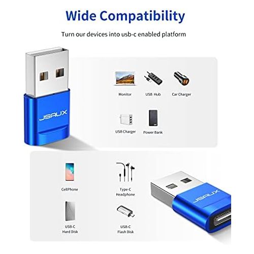  [아마존베스트]JSAUX USB A to USB C Female Adapter [Pack of 2] USB Type C Adapter Compatible for iPhone 11/12 Pro Max, Samsung Galaxy Note 10/Note 20/S20/S20 FE/A70/A50/A90, Google Pixel 4/4XL/3/
