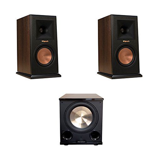 클립쉬 Klipsch 2 RP 150M Walnut Monitor Speakers, 1 BIC/Acoustech Platinum Series PL 200 II Subwoofer