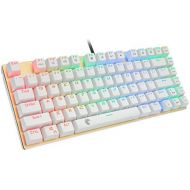 HUO JI E-Yooso Z-88 RGB Mechanical Gaming Keyboard, Brown Switches, USB Wired Compact 81 Keys Hot Swappable for Mac, PC, Gold and White