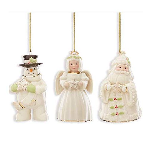 레녹스 Lenox Holiday Cheer 3 Piece Set Ornaments Snowman, Santa and Angel