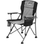 XGEAR Hard Arm Folding Camping Chair Beach Chair Lawn Chair for Adults with Breathable Back for Summer (Cool Grey)