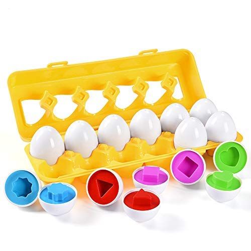  [아마존베스트]MAGIFIRE Matching Easter Eggs ,12 Packs Learning Toys Gift for Toddler 1 2 3 Year Old Preschool Games Educational Color Shape Recognition Skills(Shape&Color)