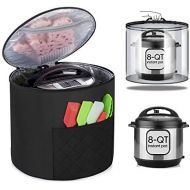 Luxja Dust Cover for 8 Quart Instant Pot (Enclosed on the Bottom), Zipper Closure Cover for 8 Quart Instant Pot (with Accessories Pockets, Patent Pending), Black (Large)