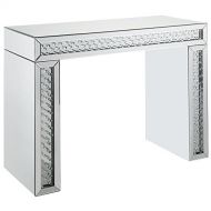 Acme Furniture ACME Furniture Nysa Vanity Desk, Mirrored/Faux Crystals