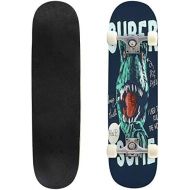 Mulluspa Classic Concave Skateboard Halloween Colorful Bone Font Longboard Maple Deck Extreme Sports and Outdoors Double Kick Trick for Beginners and Professionals
