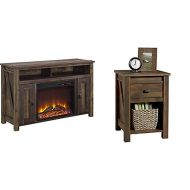 Ameriwood Home Farmington Electric Fireplace TV Console for TVs up to 50, Rustic & Farmington Night Stand, Rustic,Small, Century Barn Pine -