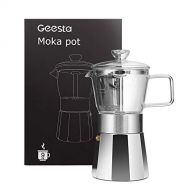 GEESTA Premium Crystal Glass-Top Stovetop Espresso Moka Pot - 9 cup - Coffee Maker, 360ml/12.7oz/9 cup (espresso cup=40ml) Gift Idea for Valentines Day Gifts for Him Husband Wife