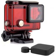 SOONSUN Standard Protective Waterproof Dive Housing Case for GoPro Hero 4, 3+, 3, Hero3, Hero4 Black Silver Camera - Up to 40 Meters (131 feet) Underwater -Transparent Red