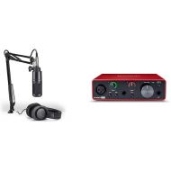Audio-Technica AT2020PK Vocal Microphone Pack - XLR Mic, Boom Arm, Headphones & Focusrite Scarlett Solo USB Audio Interface for Recording, Streaming, Podcasting