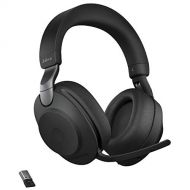Jabra Evolve2 85 MS Wireless Headphones with Link380a, Stereo, Black ? Wireless Bluetooth Headset for Calls and Music, 37 Hours of Battery Life, Advanced Noise Cancelling Headphone