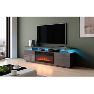 MilanHome Bukard TV Stand for TVs up to 78 Electric Fireplace Included, Fireplace Included, Commercial Warranty: Yes