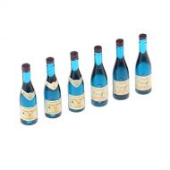 LoveinDIY 6 Pieces Dollhouse Miniature Wine Bottles Blue Set for 1:12 Scale