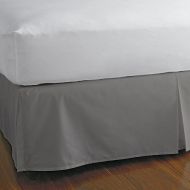 Online1stChoice Box Pleated Bed Skirt - Luxury 100% Egyptian Cotton, 21” Tailored Drop, Queen, Silver