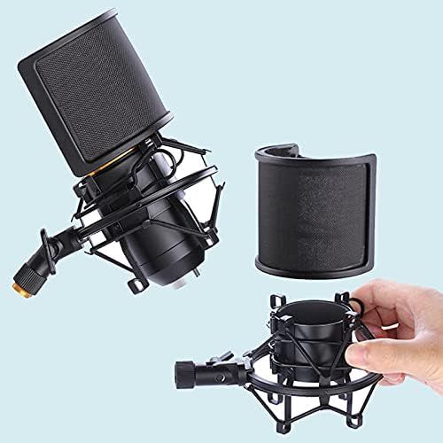 [아마존베스트]LEDAOU Microphone Stand, Adjustable Microphone Arm with Pop Protection, 3/8 Inch to 5/8 Inch Adapter, Microphone Clip, Improved Microphone Stand for Studio Program Recording Broadc