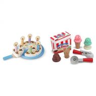 Melissa & Doug Scoop & Stack Ice Cream Cone Magnetic Pretend Play Set - The Original (Best for 3, 4, and 5 Year Olds) & Birthday Party Cake (Best for 3, 4, 5, and 6 Year Olds)
