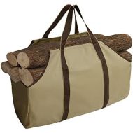 UNISTRENGH Firewood Log Carrier Durable Heavy Duty Canvas Firewood Tote Bag Fireplace Wood Stove Accessories (Khaki)