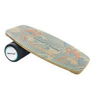 Driftsun Wooden Balance Board Trainer - Roller Included, for Surfing, Snowboard, Skateboarding, Wakesurf, Wakeskate, Ski, SUP and Other Sports Practice, Premium Fitness Stability E
