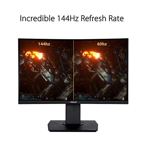 아수스 [아마존베스트]ASUS TUF Gaming VG24VQ Curved Monitor 60 cm (23.6 Inch) Full HD 144 Hz 1ms Response Time FreeSync Shadow Boost HDMI DisplayPort