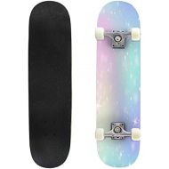 BNUENMEE Classic Concave Skateboard for Boys Girls Beginners, Abstract Watercolor Hand Painted Seamless Background Colorful Bright Standard Skateboards 31x 8 Extreme Sports Outdoor