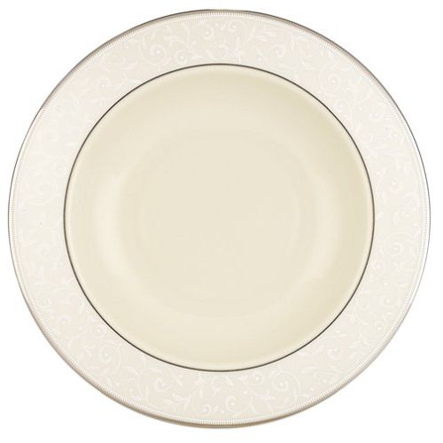 레녹스 Lenox Pearl Innocence 9-Inch Platinum-Banded Fine China Pasta/Rim Soup Bowl, Set of 4