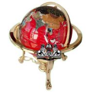 Unique Art Since 1996 Unique Art 21-Inch Tall Red Lapis Ocean Table Top Gemstone World Globe with Gold Tripod