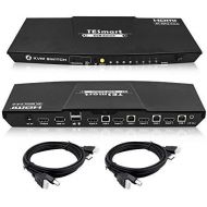 TESmart KVM Switch 4 Port HDMI | 4K 60Hz Ultra HD | Multimedia with Audio Output [Connect Multiple PCs, Laptops, Gaming Consoles to 1 Video Monitor, Keyboard & Mouse] Includes 2 Ca