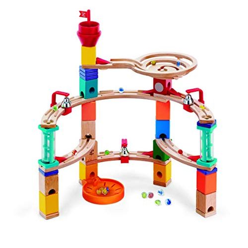 Hape Castle Escape - Quadrilla Wooden Marble Run Blocks - STEM Learning, Building & Development Construction Toy - Counting, Color & Problem Solving for Ages 4+, 101Piece, Multi Co