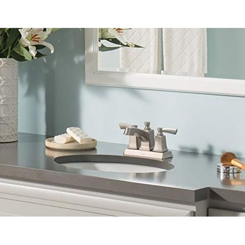  Moen WS84922SRN Conway Two-Handle Centerset Bathroom Faucet with Drain Assembly, Spot Resist Brushed Nickel